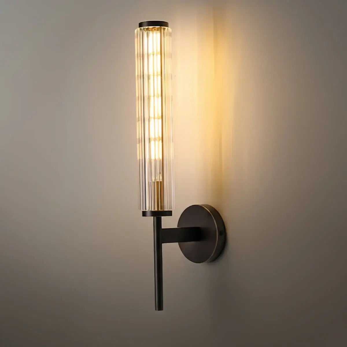 Modern Linear Wall Light – Brass and Glass LED Sconce for Bathroom or Bedroom